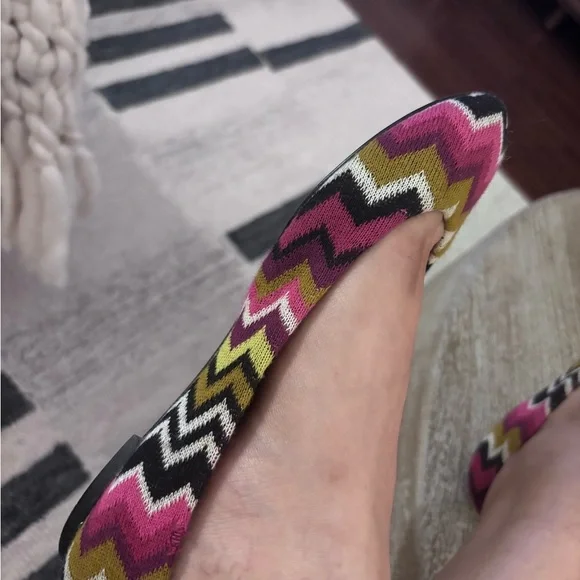 Missoni Multicolor Zigzag Flats Pink Green Black White - Picture 6 of 7